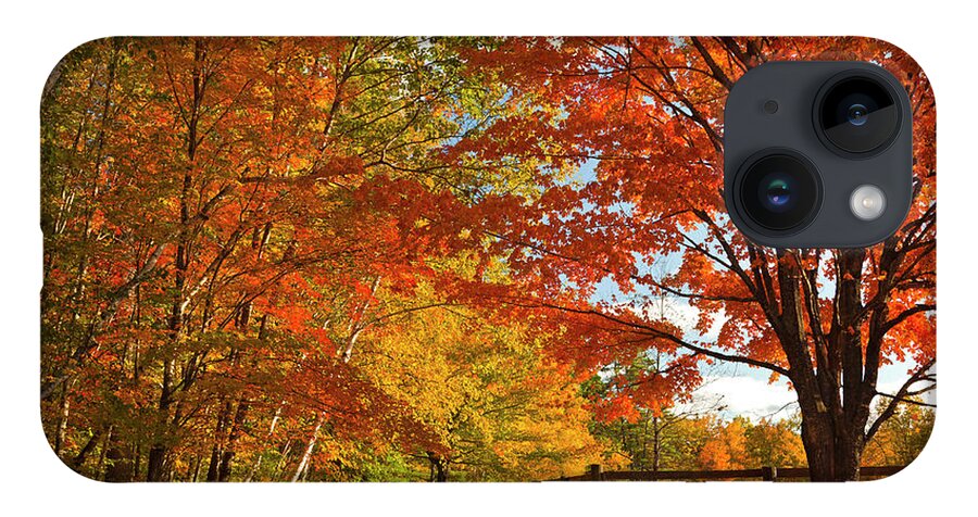 Estock iPhone 14 Case featuring the digital art Autumn Near Conway, New Hampshire by Claudia Uripos