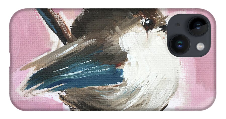 Wren iPhone 14 Case featuring the painting Baby Wren by Roxy Rich
