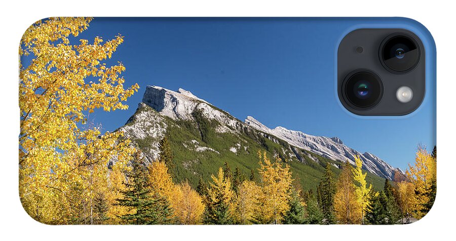 2015 iPhone 14 Case featuring the photograph Banff and Mount Rundle by Tim Kathka