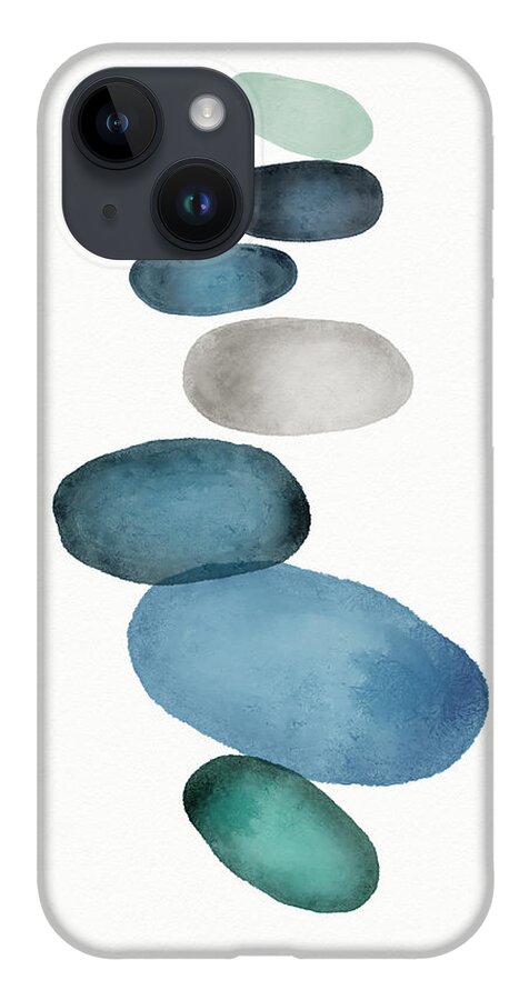 Modern iPhone 14 Case featuring the painting Beach Stones 1- Art by Linda Woods by Linda Woods