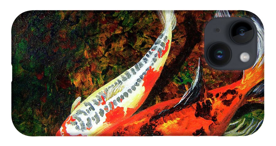 Koi Painting iPhone 14 Case featuring the painting Best Buddies by Megan Collins