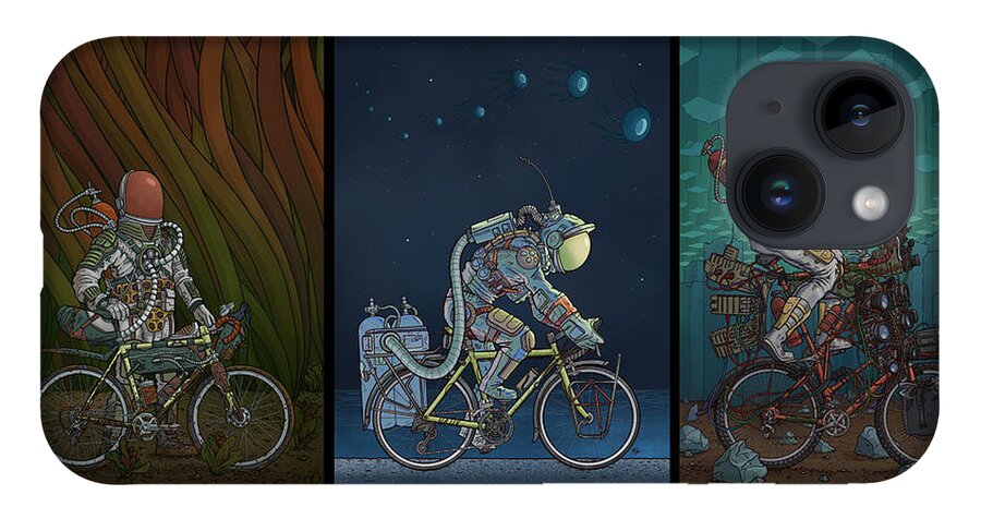 Bikes iPhone 14 Case featuring the photograph Bikestronaut Triptych by EvanArt - Evan Miller