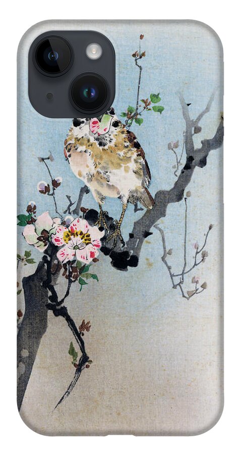 Rioko iPhone 14 Case featuring the painting Bird and Petal by Rioko