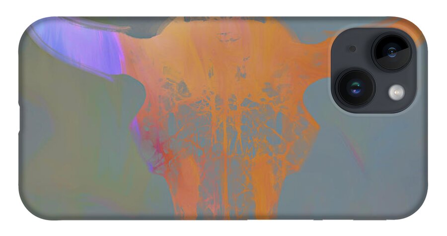 Kansas iPhone 14 Case featuring the photograph Bison skull x-ray art 01 by Rob Graham