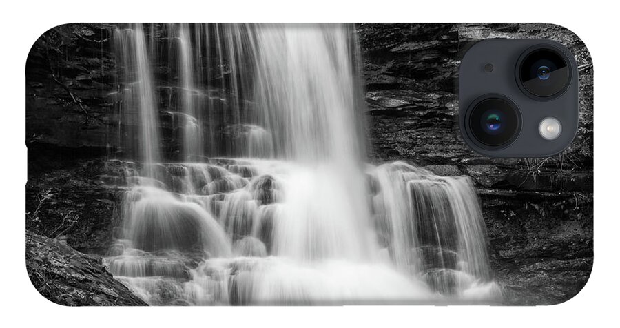 Nature iPhone 14 Case featuring the photograph Black and White Photo of Sheldon Reynolds Waterfalls by Louis Dallara
