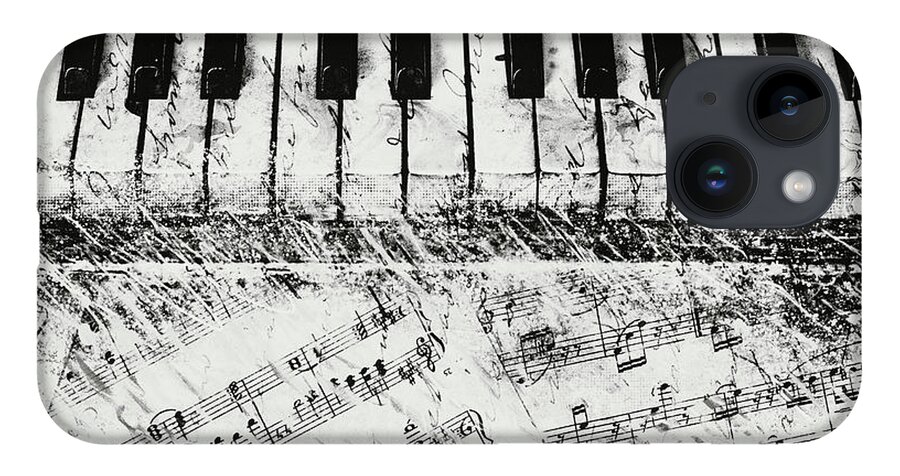 Piano iPhone 14 Case featuring the painting Black and White Piano Keys by Dan Meneely