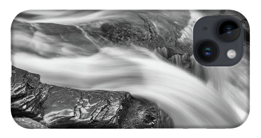 Abstract iPhone 14 Case featuring the photograph Black and White Rushing Water by Louis Dallara