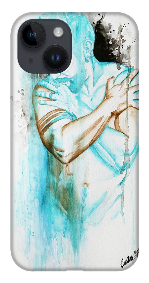 Portrait iPhone 14 Case featuring the painting Blue by Carlos Flores