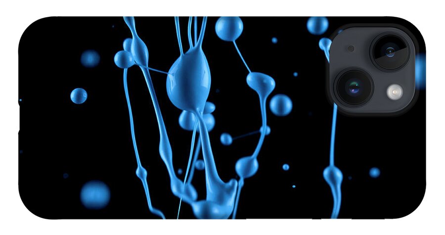 Black Background iPhone 14 Case featuring the photograph Blue Liquid Suspended by Don Farrall