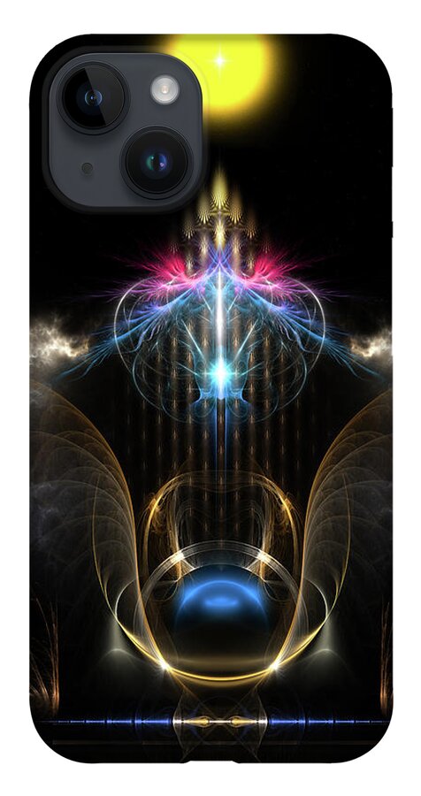 Blue Pearl iPhone 14 Case featuring the digital art Blue Pearl And The Treasure Of Light Fractal Art by Rolando Burbon