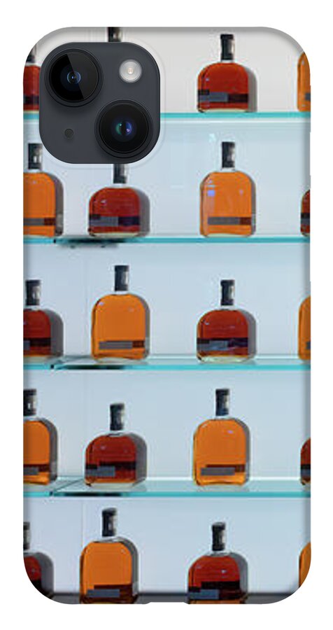 Woodford Reserve iPhone 14 Case featuring the photograph Bourbon Bottles by Susan Rissi Tregoning