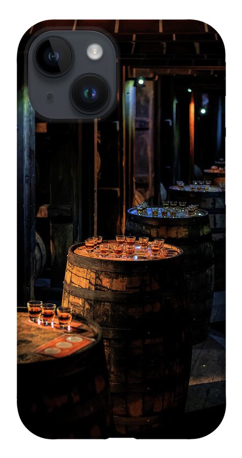 Woodford Reserve iPhone 14 Case featuring the photograph Bourbon Tasting Between the Ricks by Susan Rissi Tregoning