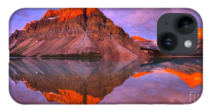 Bow Lake iPhone Case featuring the photograph Bow Lake Summer Sunrise Reflections by Adam Jewell