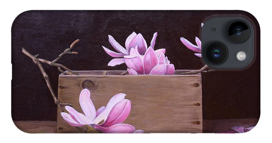 Magnolias iPhone 14 Case featuring the painting Boxed Magnolias by Jimmy Chuck Smith