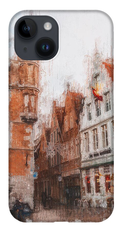 Belgium iPhone 14 Case featuring the painting Bruges, Belgium - 03 by AM FineArtPrints