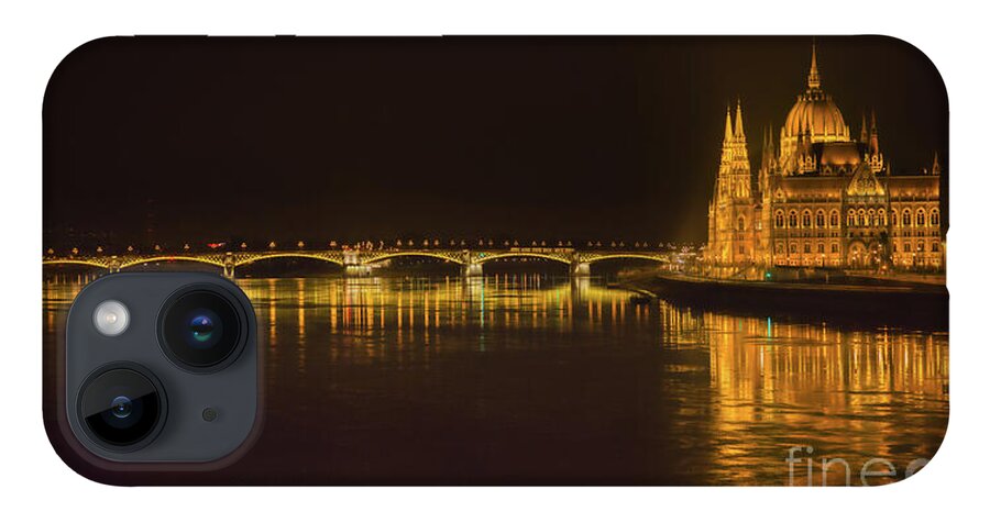 Panorama iPhone 14 Case featuring the photograph Budapest By Night - Over Danube River by Stefano Senise