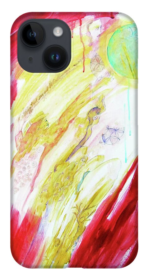 Calling Back Myself iPhone 14 Case featuring the painting Calling Back Myself by Feather Redfox