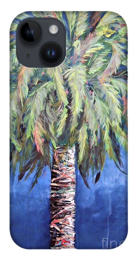 Canary Island Palm iPhone 14 Case featuring the painting Canary Island Palm- Warm Blue I by Kristen Abrahamson