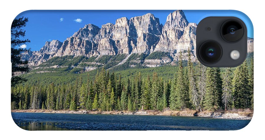 Alberta iPhone 14 Case featuring the photograph Castle Cliffs from the Bow River by Tim Kathka