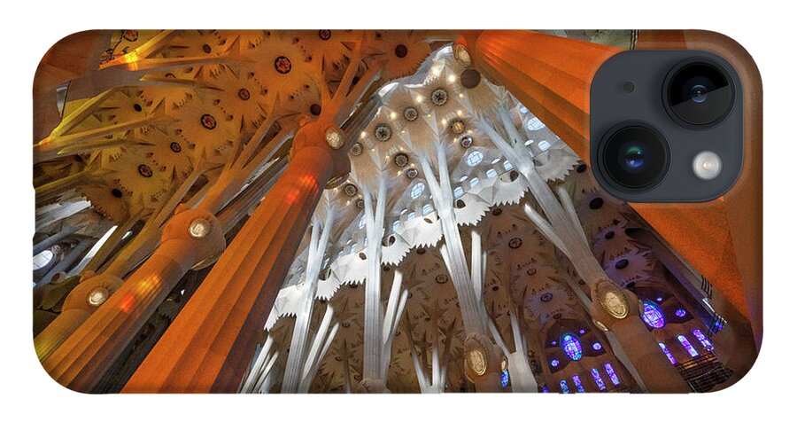 Estock iPhone 14 Case featuring the digital art Ceiling At Sagrada Familia, Spain by Joanne Montenegro