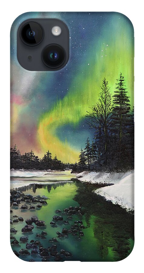 Landscape iPhone 14 Case featuring the painting Celestial Veils by Stephen Krieger