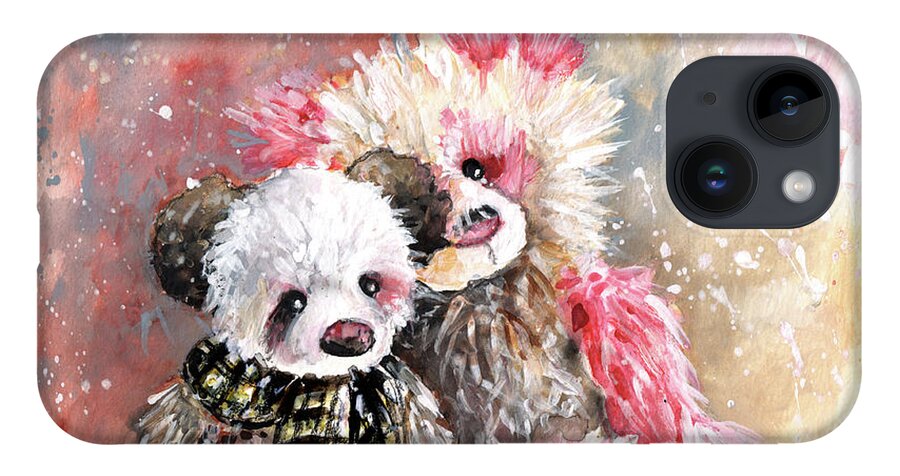 Teddy iPhone 14 Case featuring the painting Charlie Bear Lola And Miss Haversham by Miki De Goodaboom