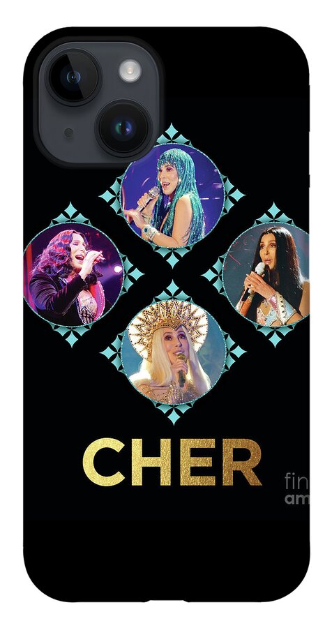 Cher iPhone 14 Case featuring the digital art Cher - Blue Diamonds by Cher Style