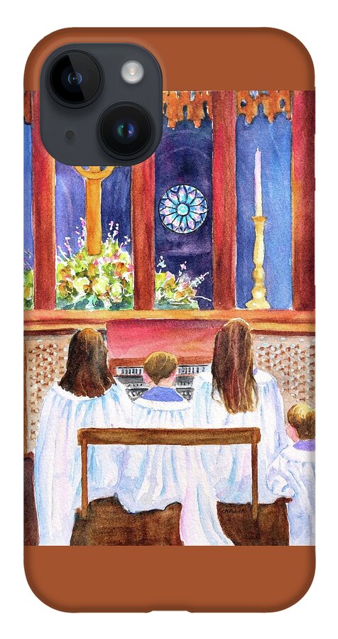 Church iPhone Case featuring the painting Children's Choir by Carlin Blahnik CarlinArtWatercolor
