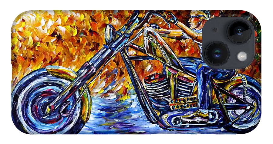 Motorcyclist Life iPhone 14 Case featuring the painting Chopper Driver by Mirek Kuzniar