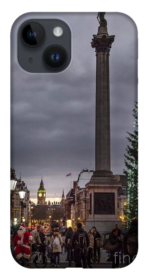 Father Christmas iPhone 14 Case featuring the photograph Christmas in Trafalgar Square, London by Perry Rodriguez
