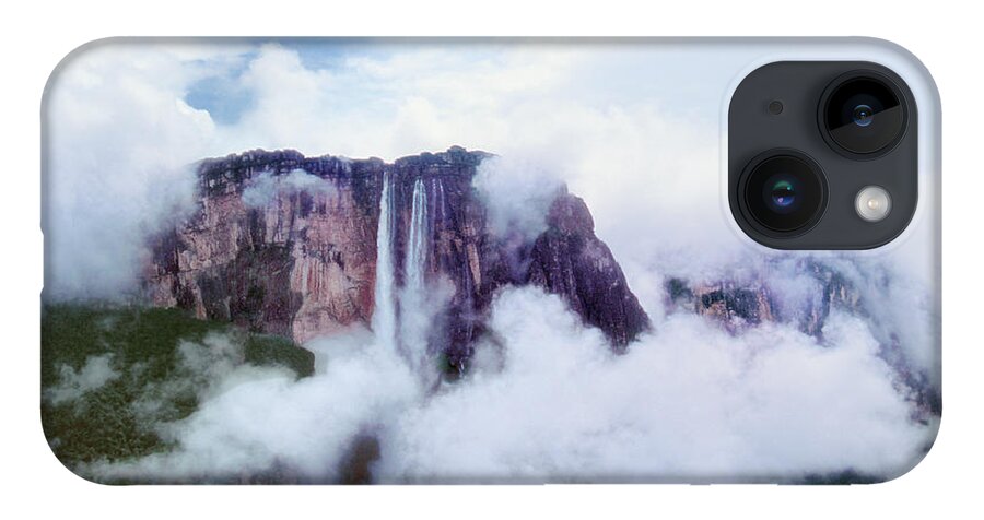 Dave Welling iPhone 14 Case featuring the photograph Clouds Cover Angel Falls In Canaima Np Venezuela by Dave Welling