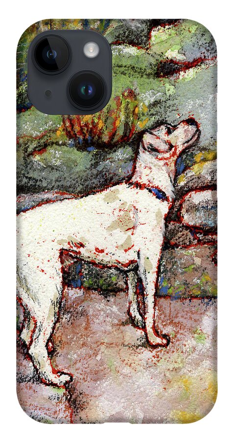 Dog iPhone 14 Case featuring the mixed media Coco in Chamonix by AnneMarie Welsh