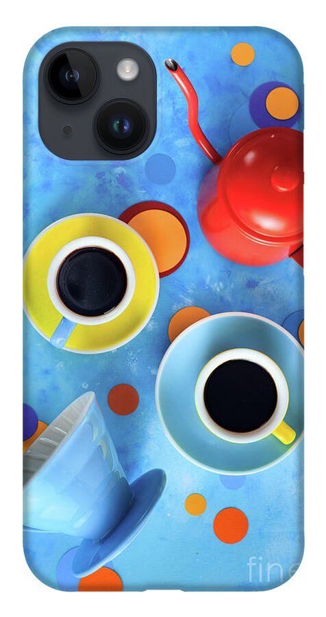Block Shape iPhone 14 Case featuring the photograph Coffee Cups With Pour Over And A Kettle by Dina Belenko Photography