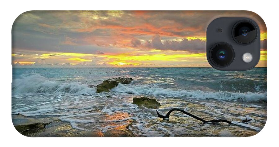 Carlin Park iPhone 14 Case featuring the photograph Colorful Morning Sky and Sea by Steve DaPonte