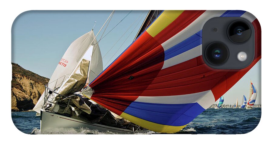 Sailing iPhone 14 Case featuring the photograph Colorful spinnaker run by David Shuler
