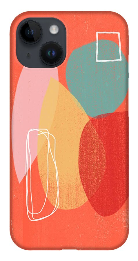 Modern iPhone 14 Case featuring the mixed media Coral Modern Abstract 1- Art by Linda Woods by Linda Woods