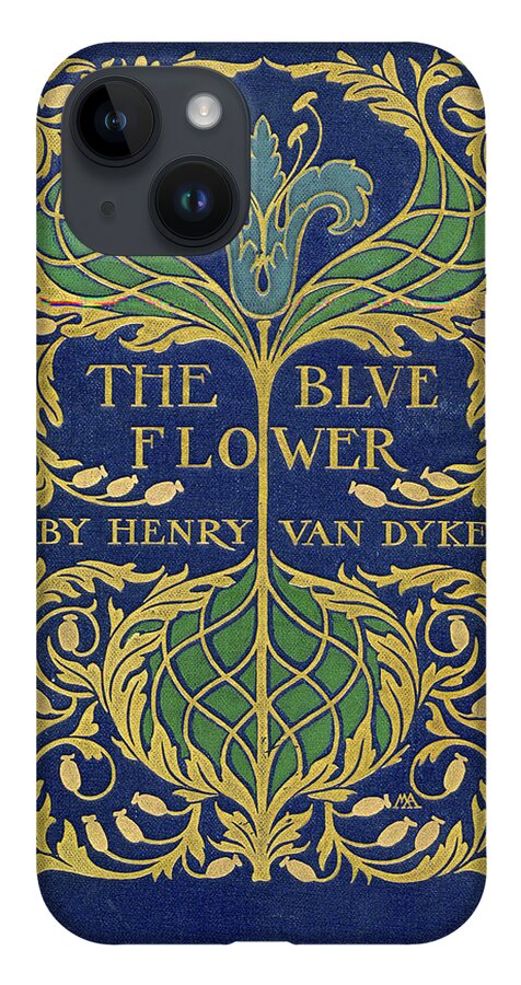 Binding Design iPhone 14 Case featuring the mixed media Cover design for The Blue Flower by Margaret Armstrong