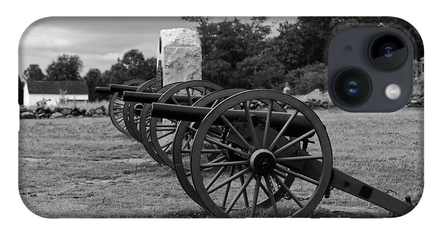 Gettysburg Battlefield iPhone 14 Case featuring the photograph Cushings Battery Gettysburg Battlefield by James Brunker