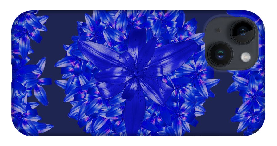 Dark Blue iPhone Case featuring the digital art Dark Blue Floral for Home Decor by Delynn Addams