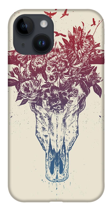 Bull iPhone 14 Case featuring the drawing Dead summer by Balazs Solti