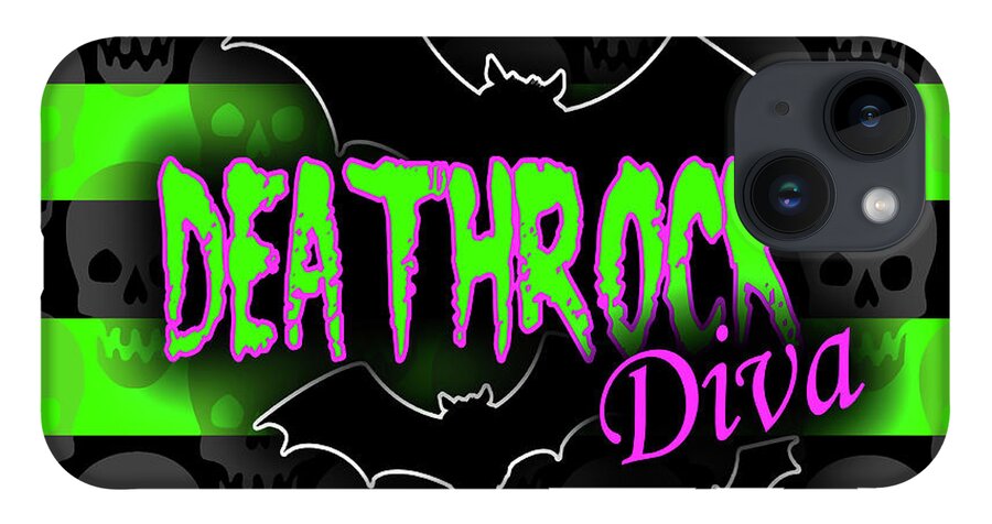 Deathrock iPhone 14 Case featuring the digital art Deathrock Diva Graphic by Roseanne Jones
