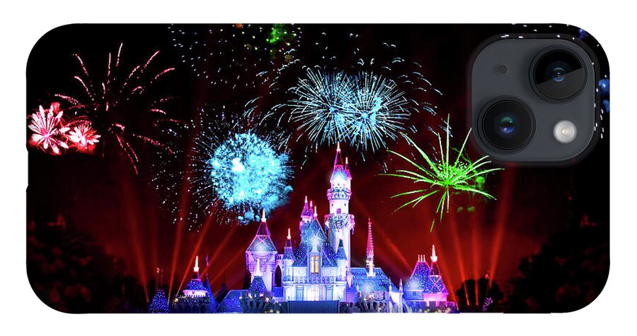 Disneyland iPhone 14 Case featuring the photograph Disneyland Fireworks At Sleeping Beauty Castle by Mark Andrew Thomas