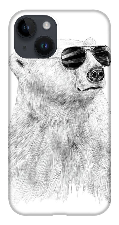 Polar Bear iPhone 14 Case featuring the drawing Don't let the sun go down by Balazs Solti
