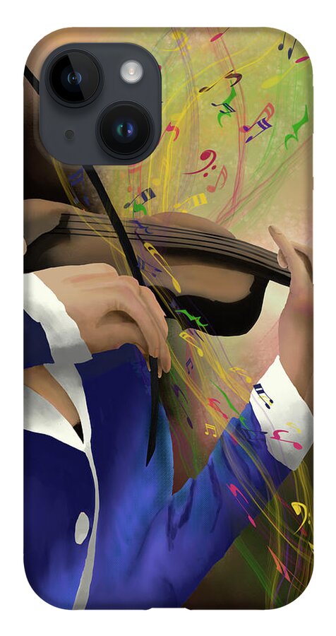 Violin iPhone 14 Case featuring the digital art Dusting off the Violin by April Burton