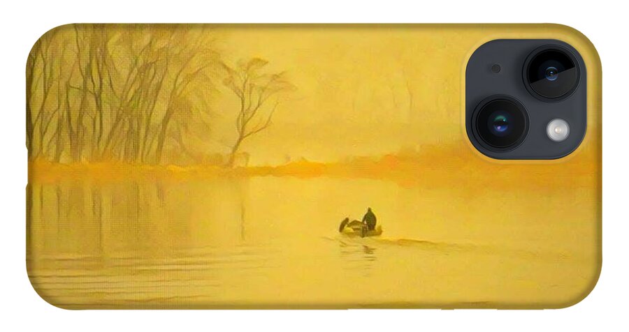 Mississippi River iPhone 14 Case featuring the painting Early Morning Fisherman by Marilyn Smith