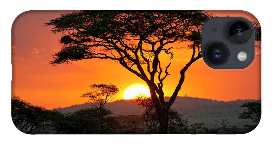 Scenics iPhone 14 Case featuring the photograph End Of A Safari-day In The Serengeti by Guenterguni