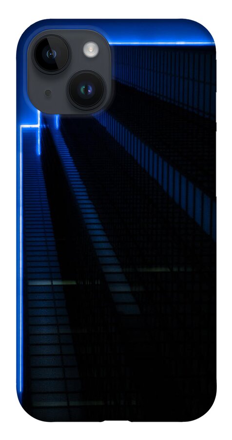 Blue iPhone 14 Case featuring the photograph F for Fog by Peter Hull