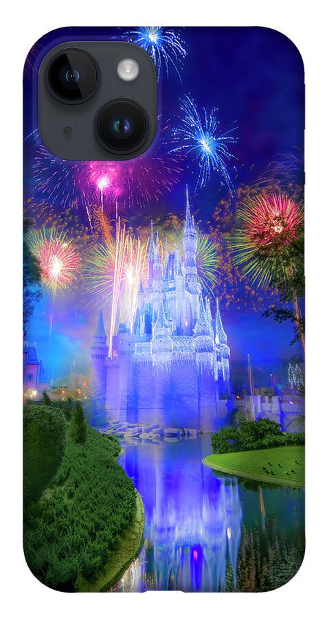 Magic Kingdom iPhone 14 Case featuring the photograph Fantasy in the Sky Fireworks at Walt Disney World by Mark Andrew Thomas