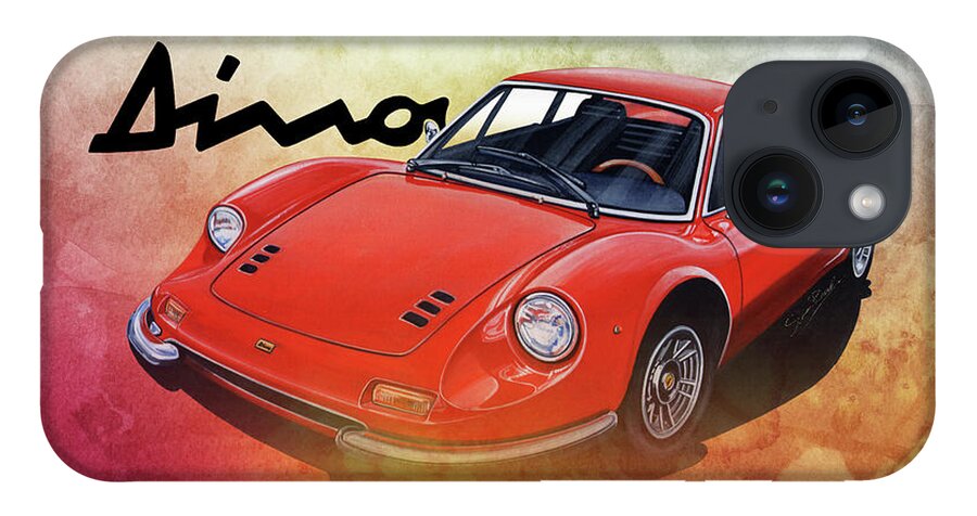 Classic 246 Dino 1972 iPhone Case featuring the mixed media Ferrari Dino 246 by Simon Read