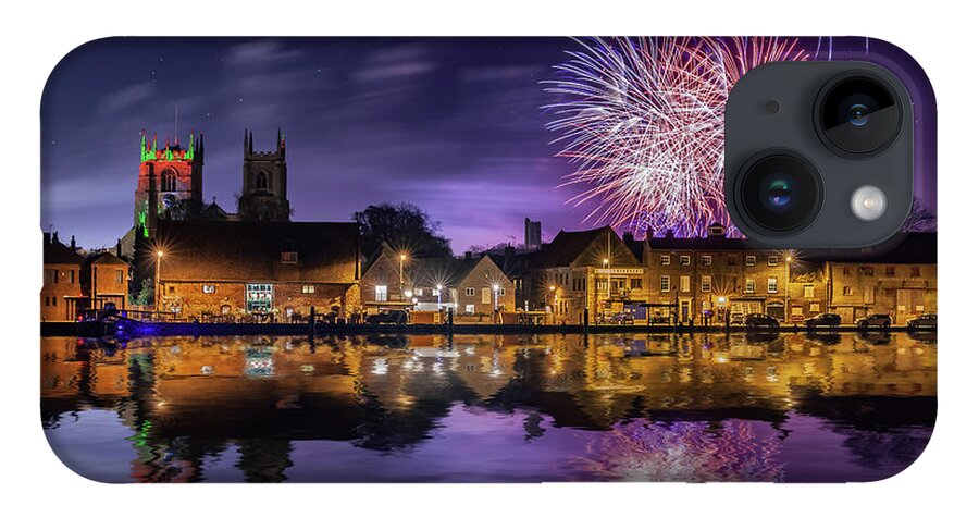 Norfolk iPhone 14 Case featuring the photograph Norfolk firework display over Kings Lynn England by Simon Bratt